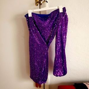 Shein one shoulder mini dress with purple sequins. Never worn. Women's size M